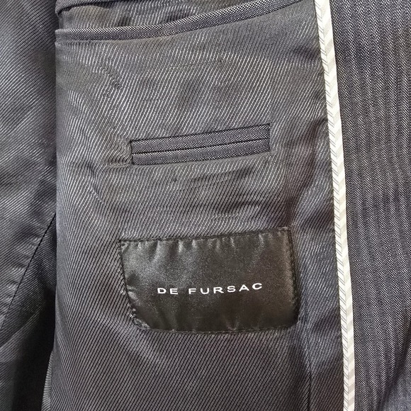 DE FURSAC Zignone Collaboration Men's Blazer Suit Jacket Dark Gray Pinstripe - Picture 4 of 11